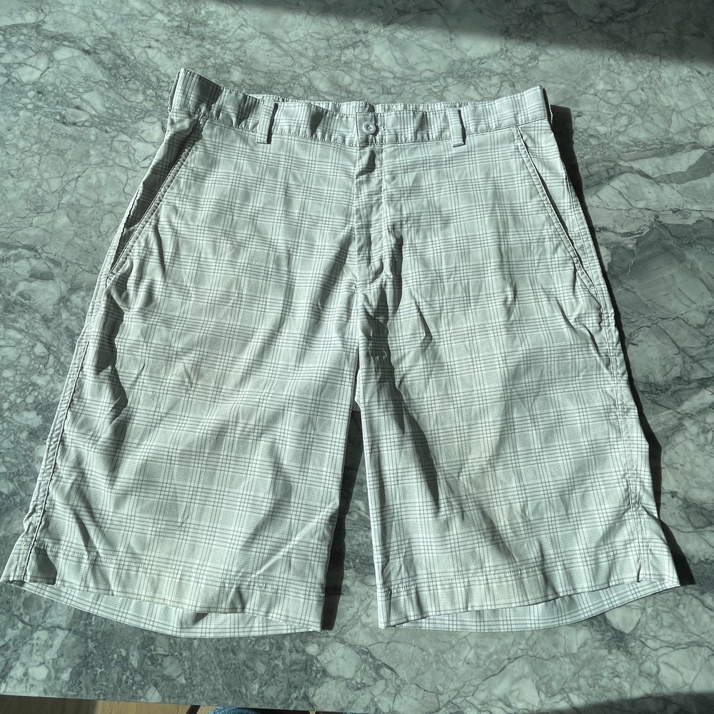 Nike Golf Dri Fit Plaid Chino Golf Shorts Cream & Grey 33